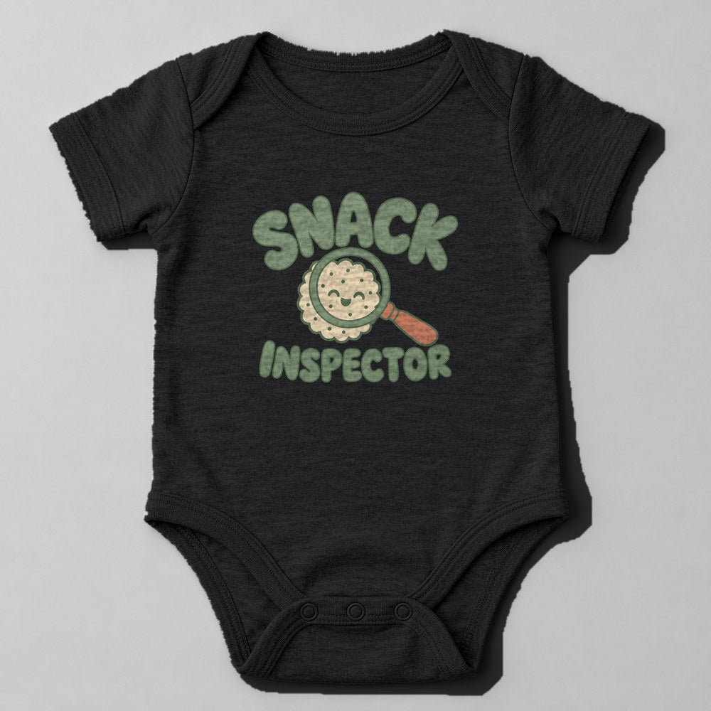 Snack Inspector Baby Onesie in Black