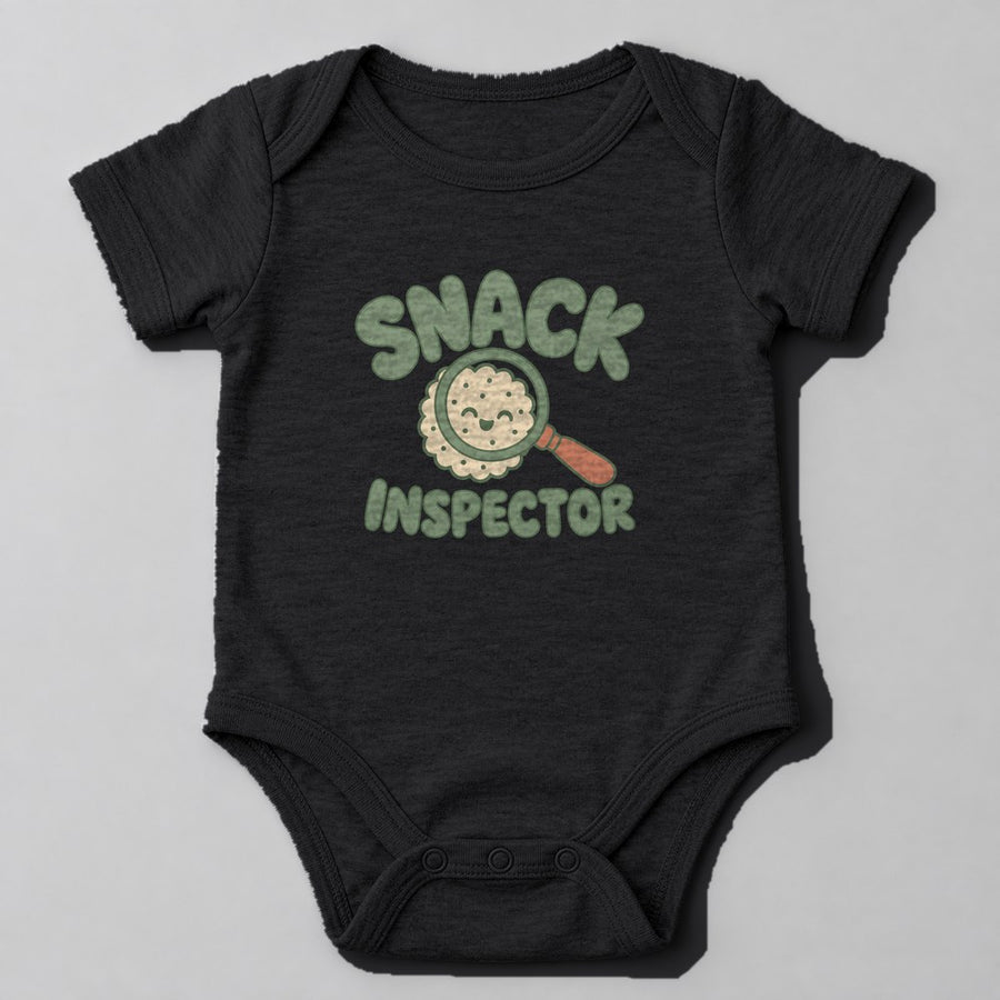Snack Inspector Baby Onesie in Black