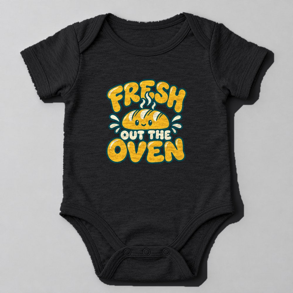 Fresh Out the Oven Baby Onesie in Black