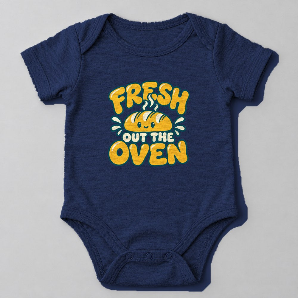 Fresh Out the Oven Baby Onesie in Navy