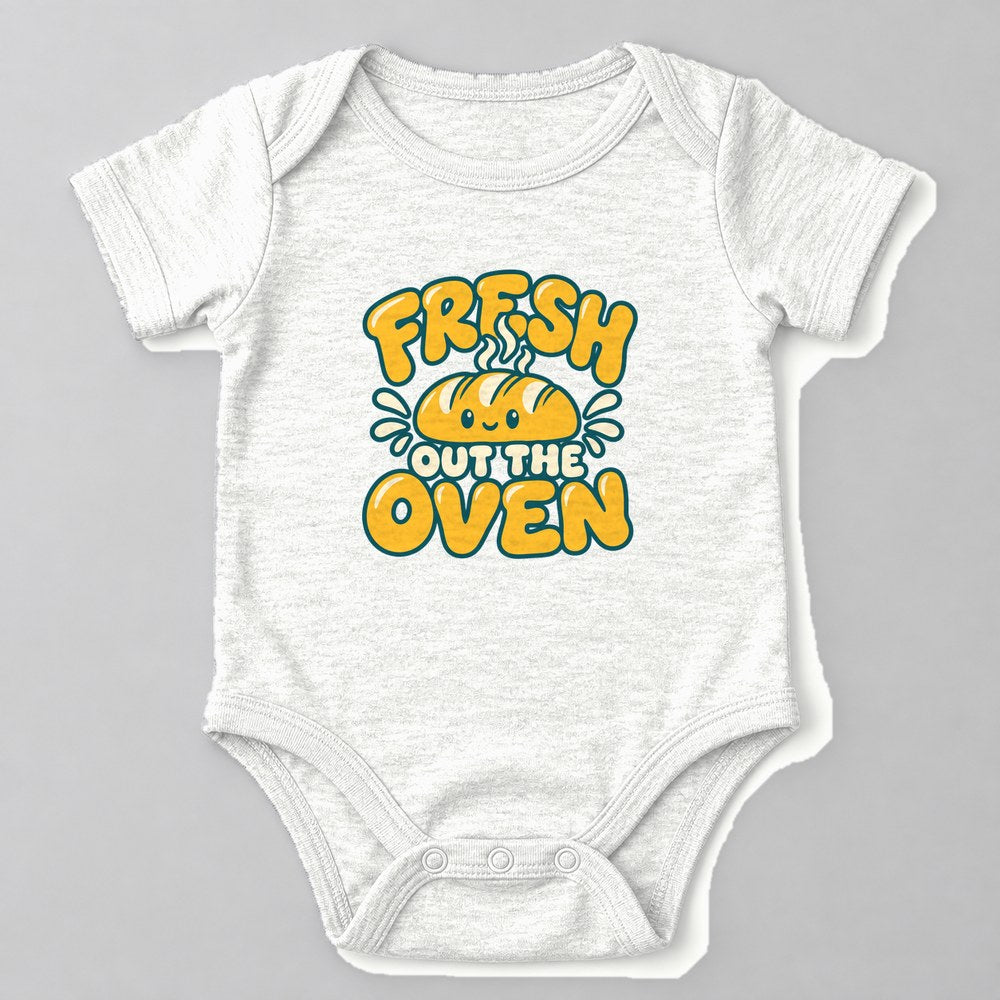 Fresh Out the Oven Baby Onesie in White