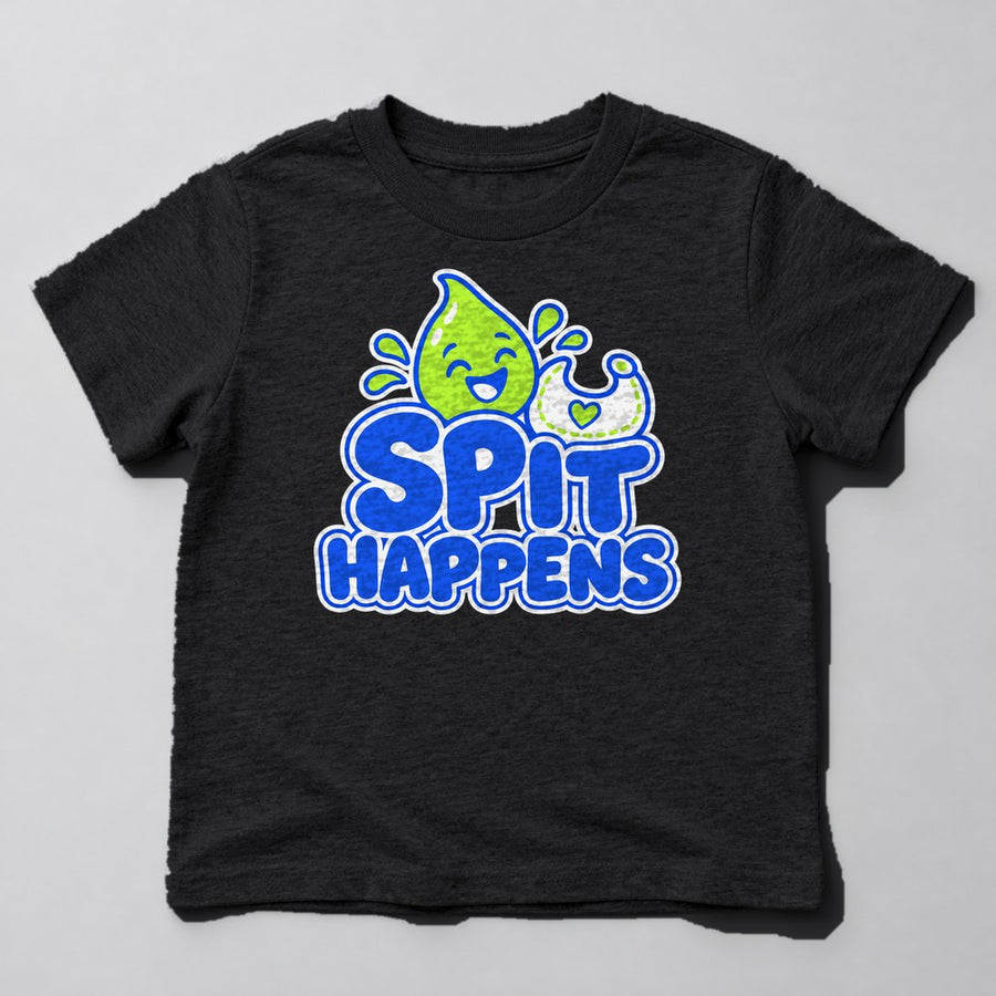 Spit Happens Kids T-Shirt in Black