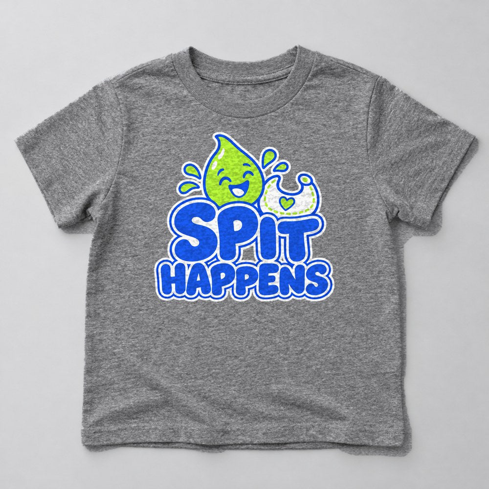 Spit Happens Kids T-Shirt in Heather Grey
