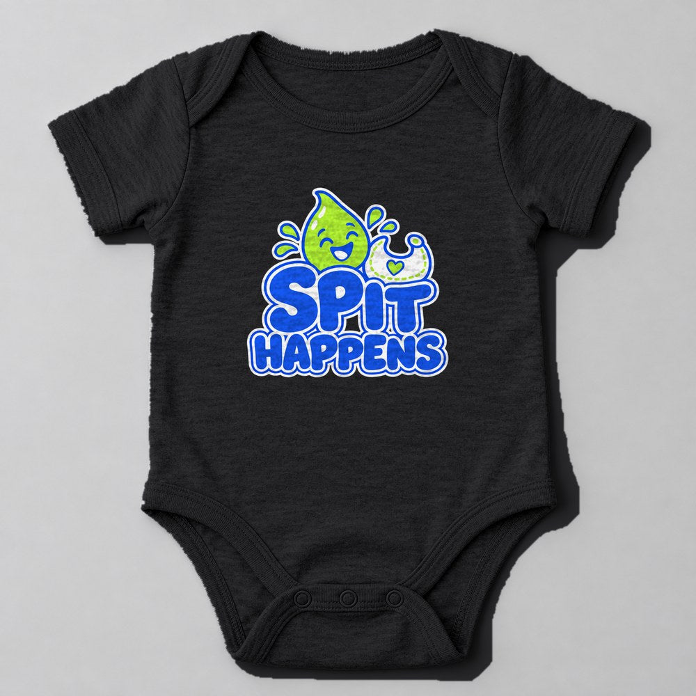 Spit Happens Baby Onesie in Black