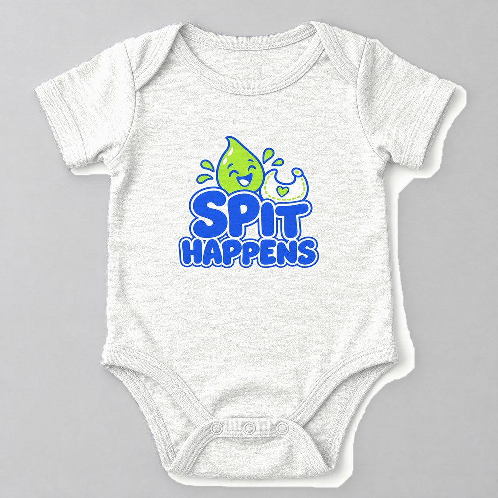 Spit Happens Baby Onesie in White