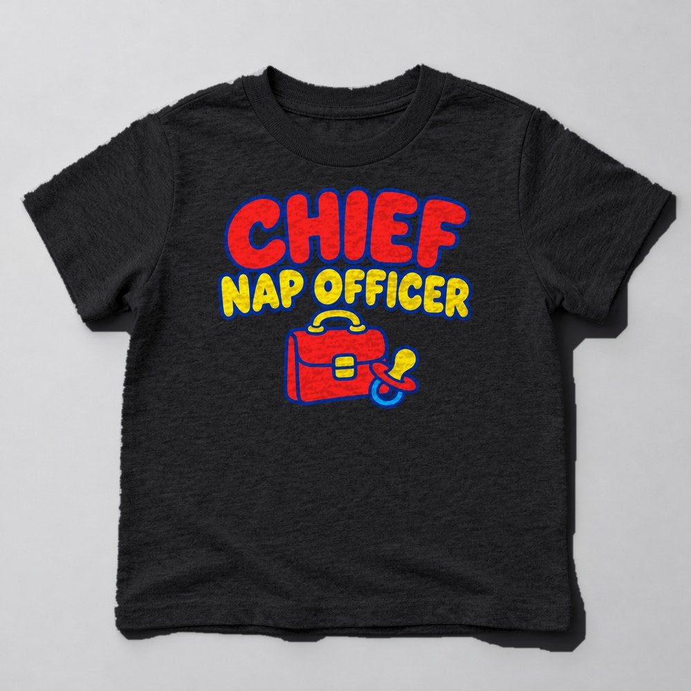 Chief Nap Officer Kids T-Shirt in Black