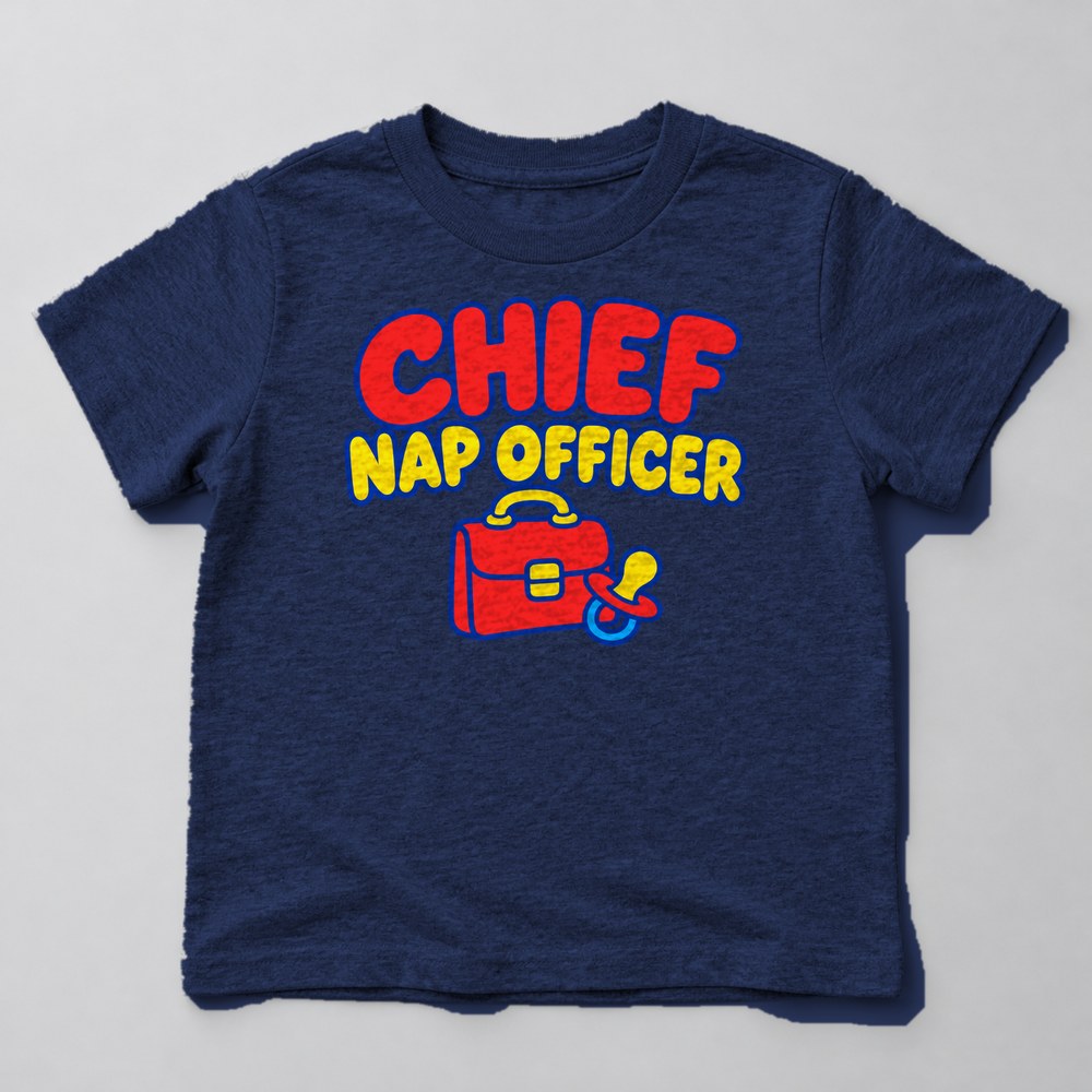 Chief Nap Officer Kids T-Shirt in Navy