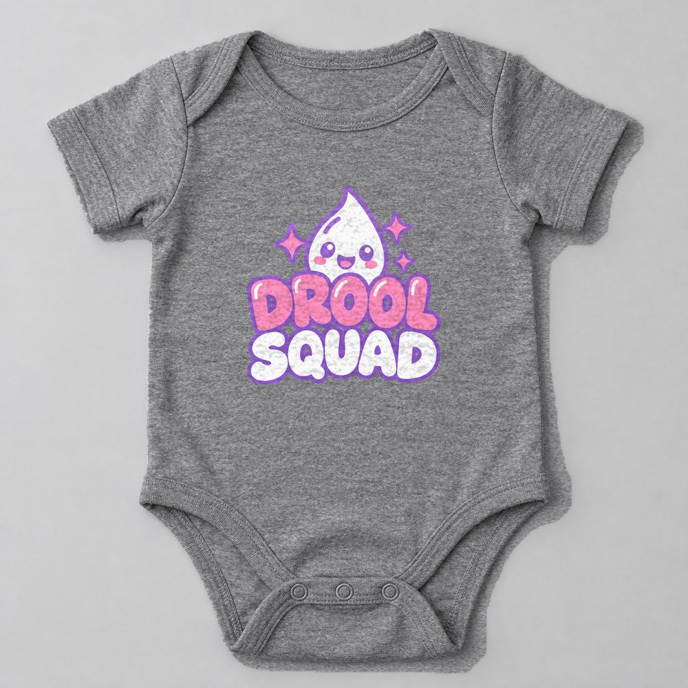 Drool Squad Baby Onesie in Heather Grey
