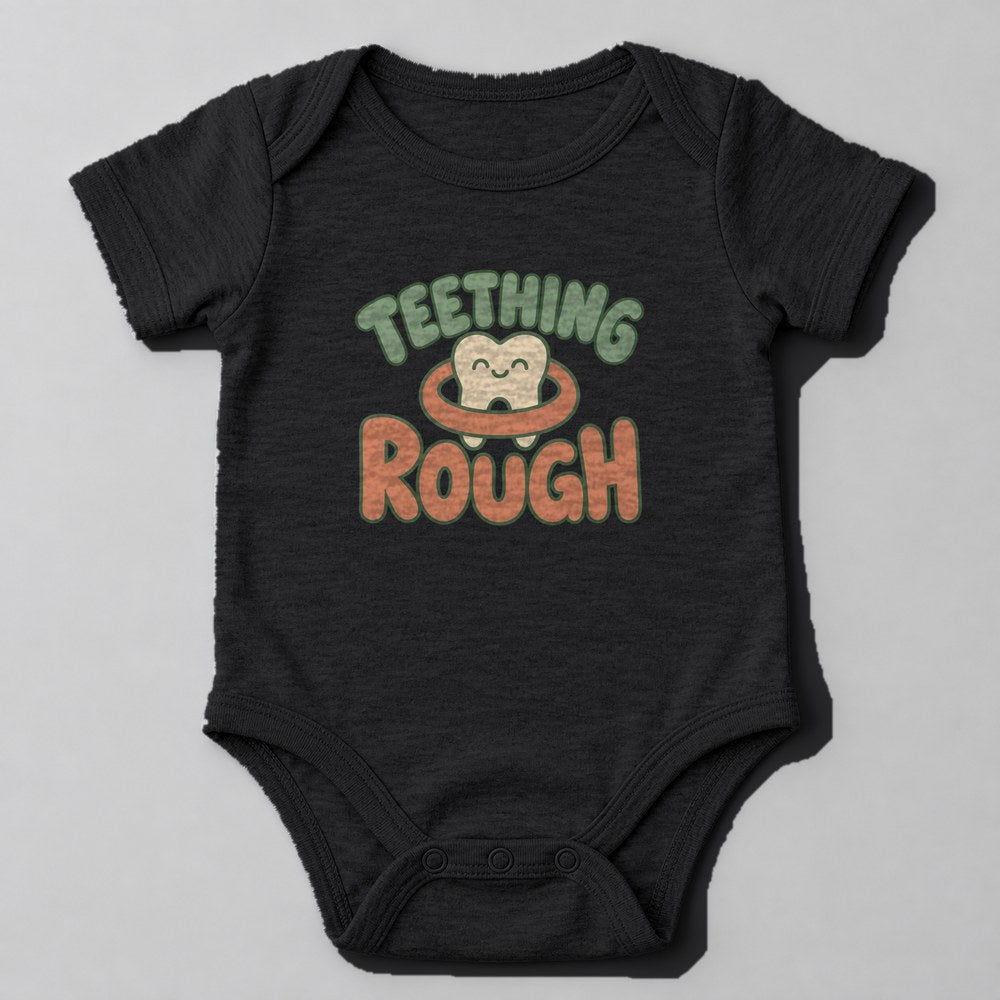 Teething Rough Baby Onesie in Black