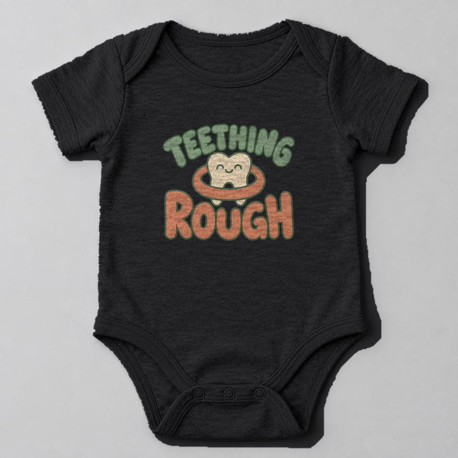 Teething Rough Baby Onesie in Black