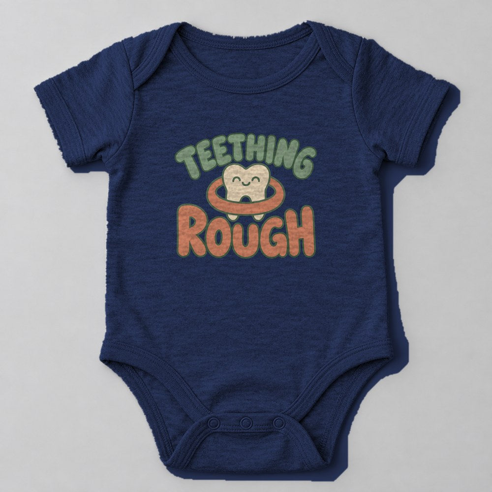 Teething Rough Baby Onesie in Navy