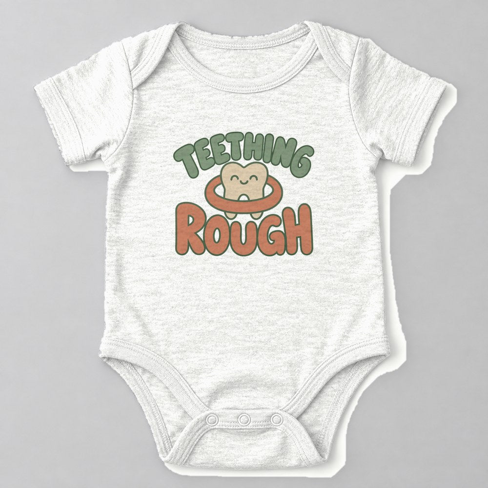 Teething Rough Baby Onesie in White