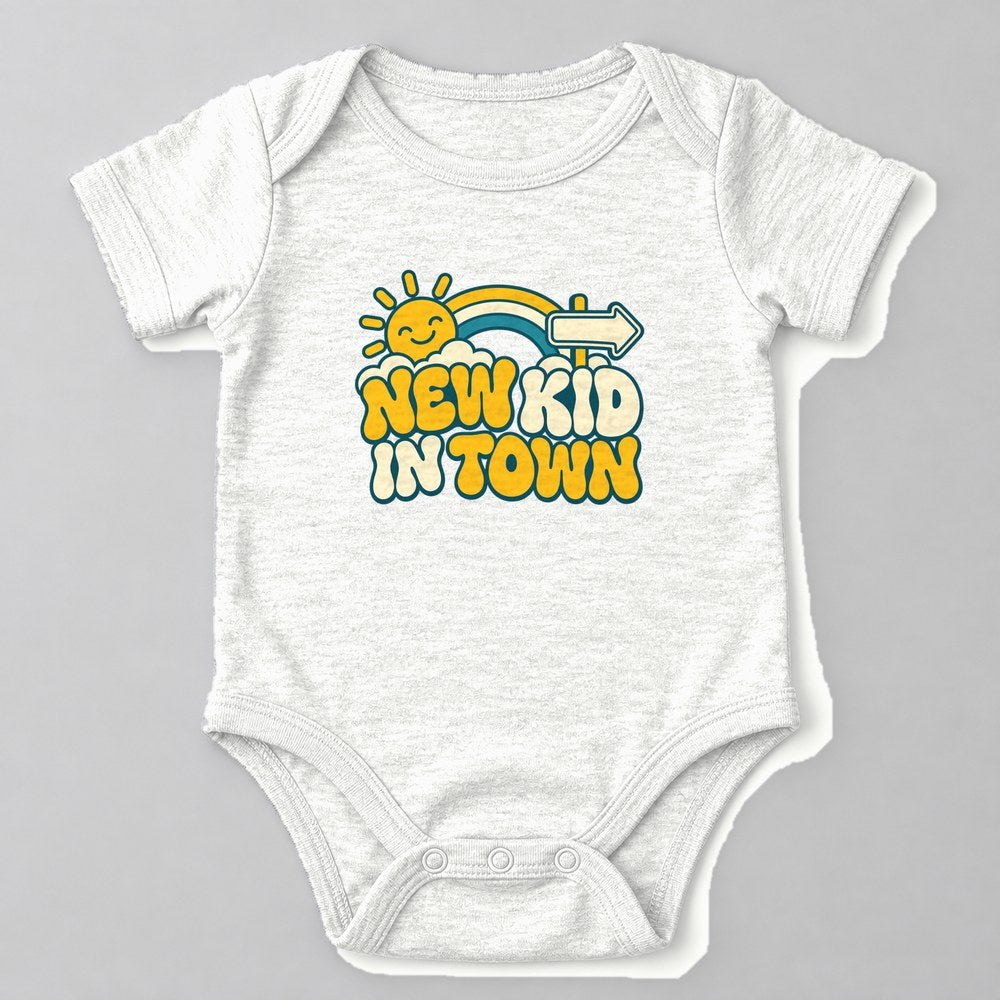 New Kid in Town Baby Onesie in White