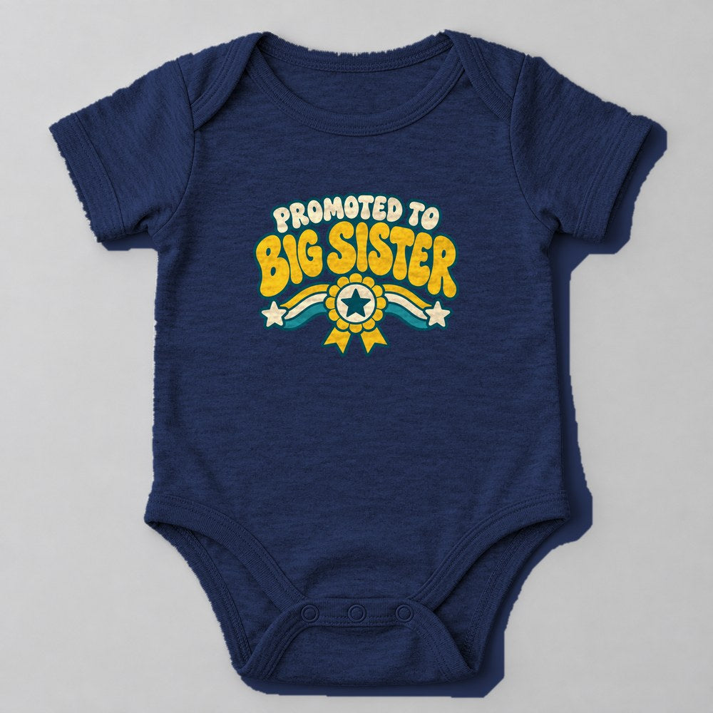 Promoted to Big Sister Baby Onesie in Navy