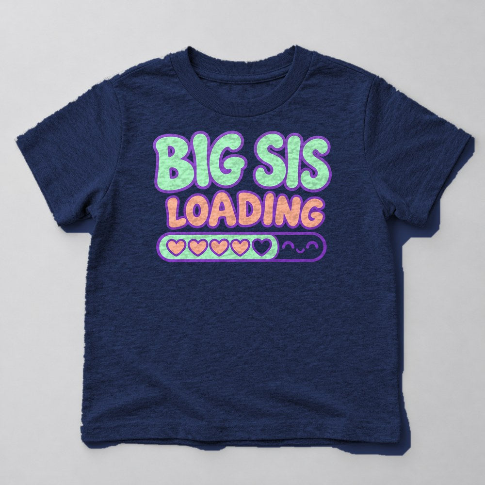 Big Sis Loading Kids T-Shirt in Navy