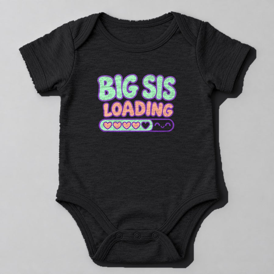 Big Sis Loading Baby Onesie in Black