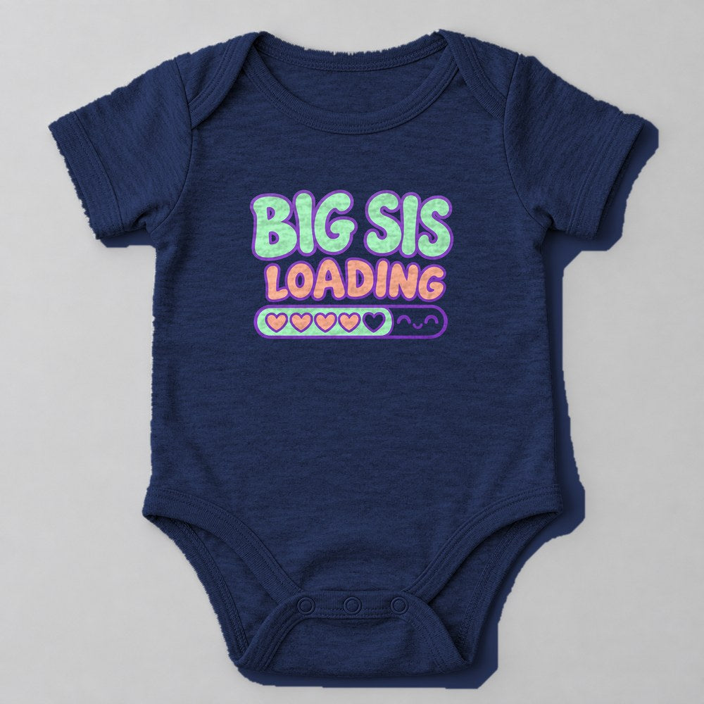 Big Sis Loading Baby Onesie in Navy