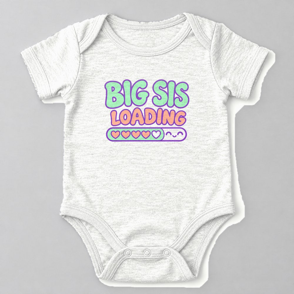 Big Sis Loading Baby Onesie in White