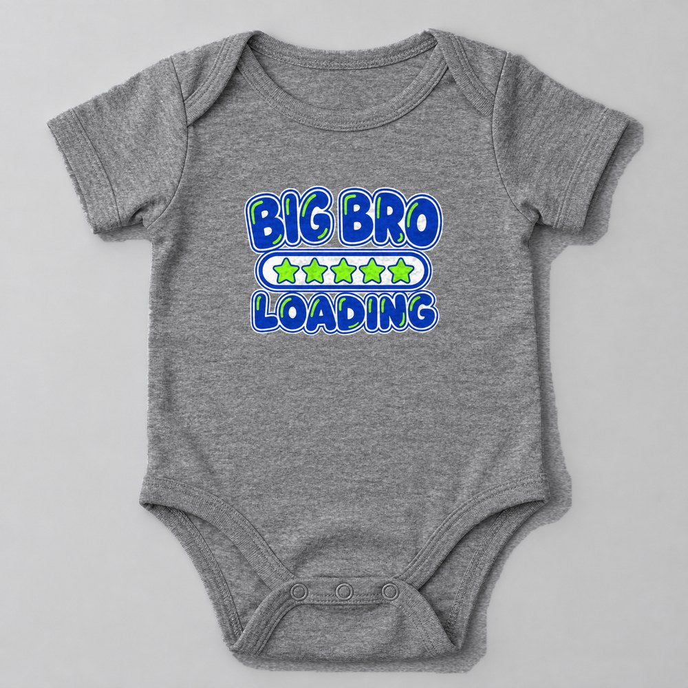 Big Bro Loading Baby Onesie in Heather Grey