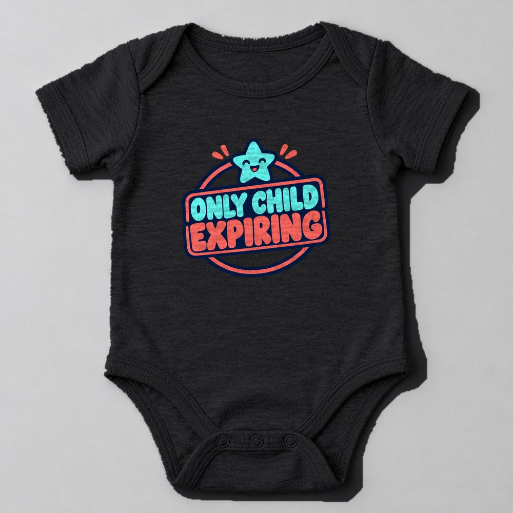 Only Child Expiring Baby Onesie in Black