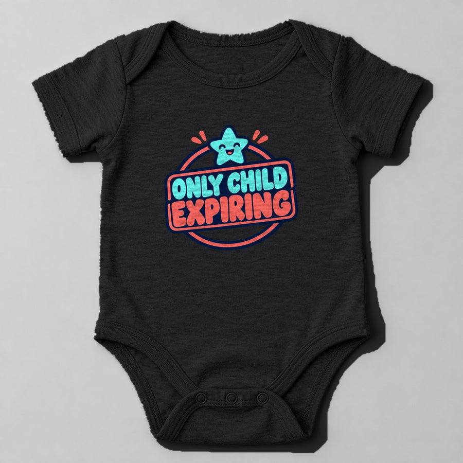Only Child Expiring Baby Onesie in Black