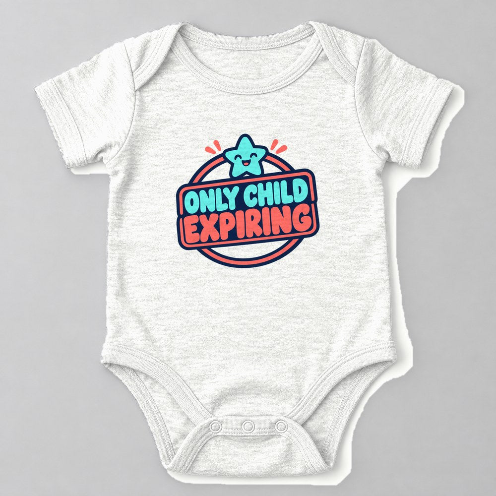 Only Child Expiring Baby Onesie in White