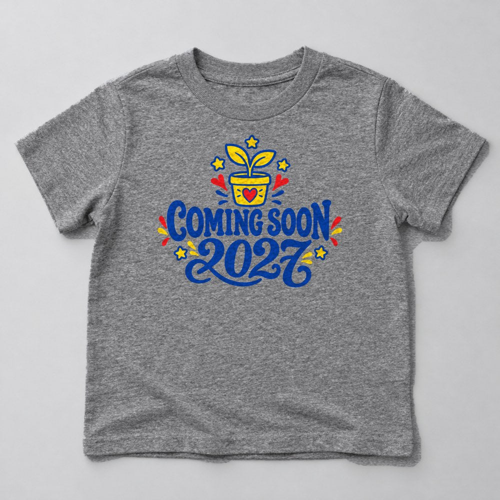 Coming Soon 2027 Kids T-Shirt in Heather Grey