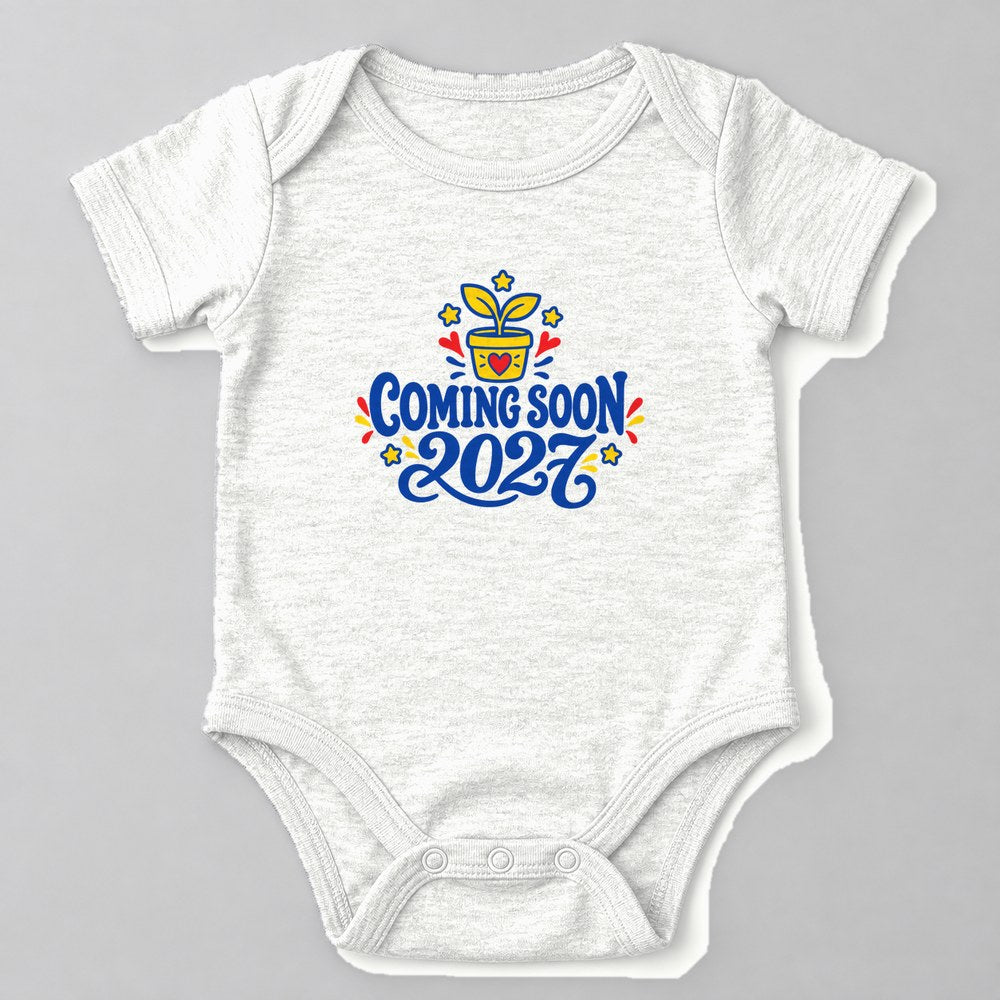 Coming Soon 2027 Baby Onesie in White