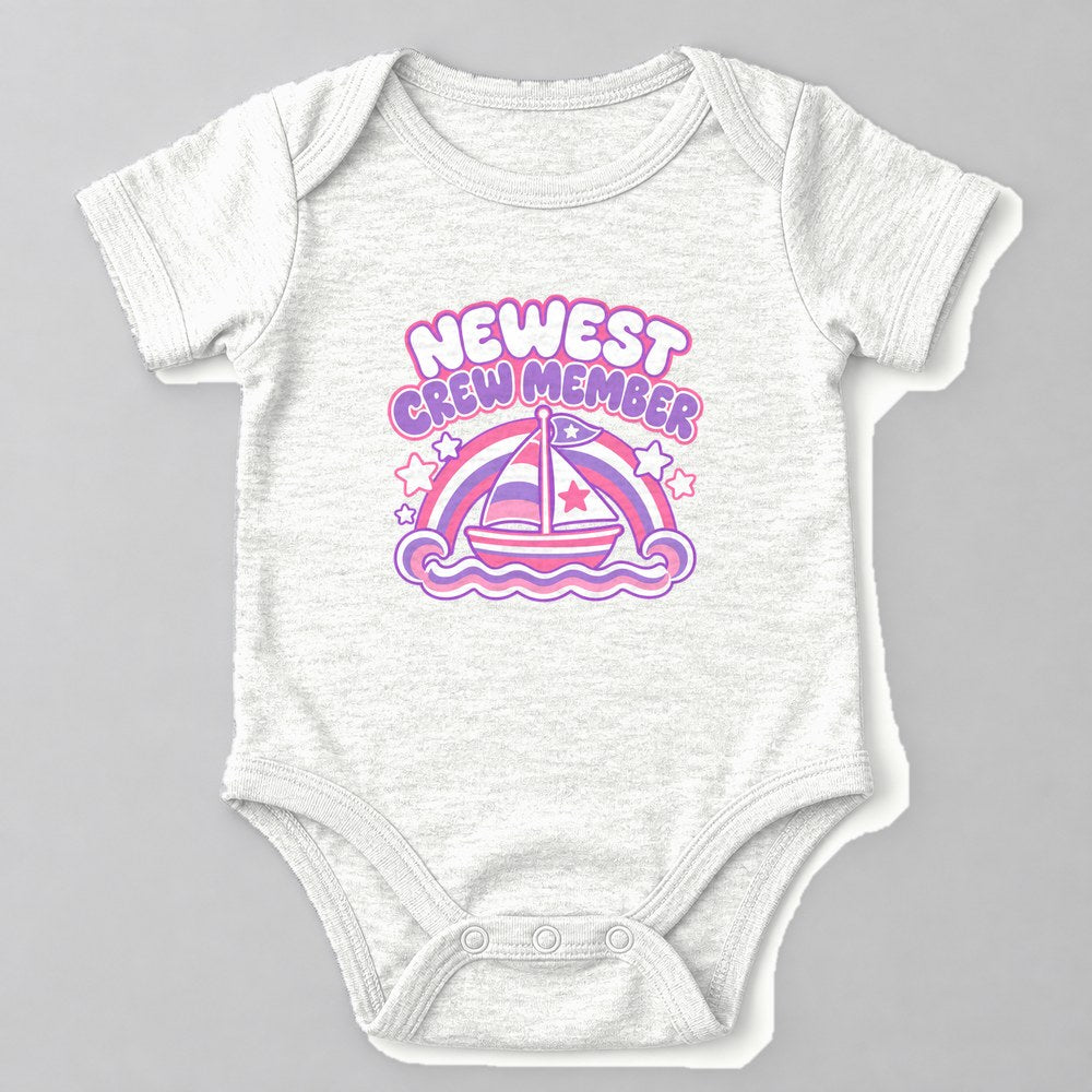 Newest Crew Member Baby Onesie in White