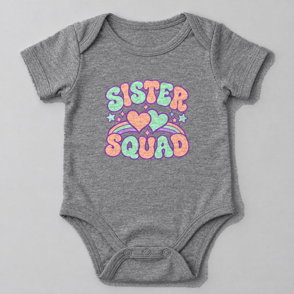 Sister Squad Baby Onesie in Heather Grey