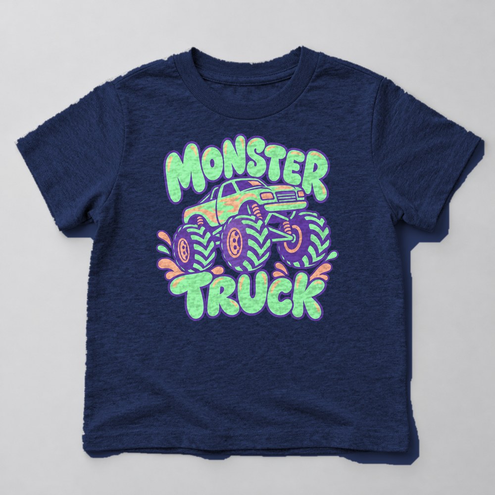 Monster Truck Kids T-Shirt in Navy