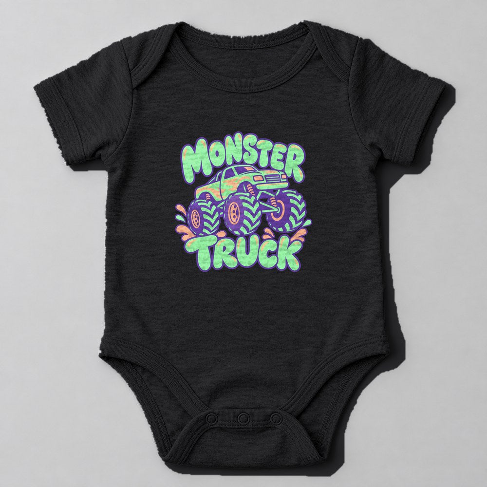 Monster Truck Baby Onesie in Black