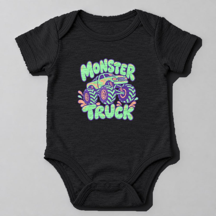 Monster Truck Baby Onesie in Black
