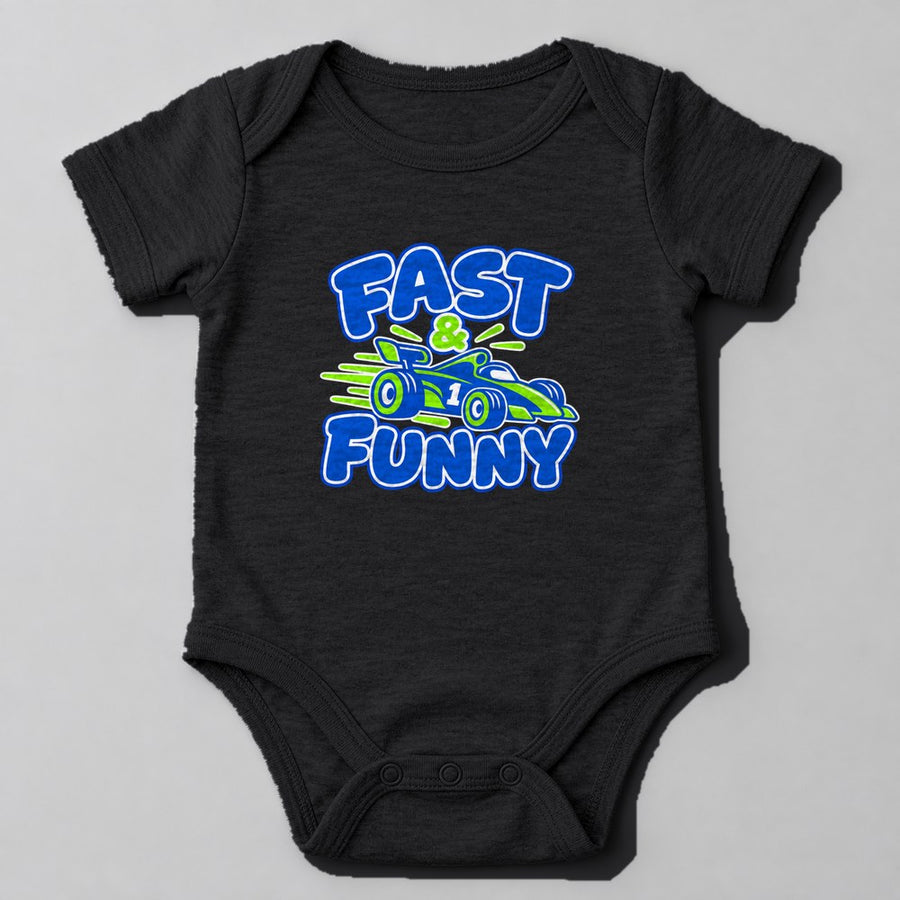 Fast & Funny Baby Onesie in Black