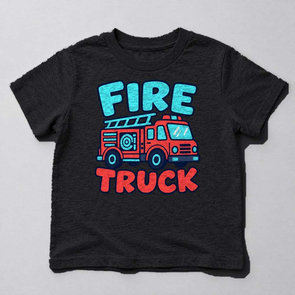 Fire Truck Kids T-Shirt in Black