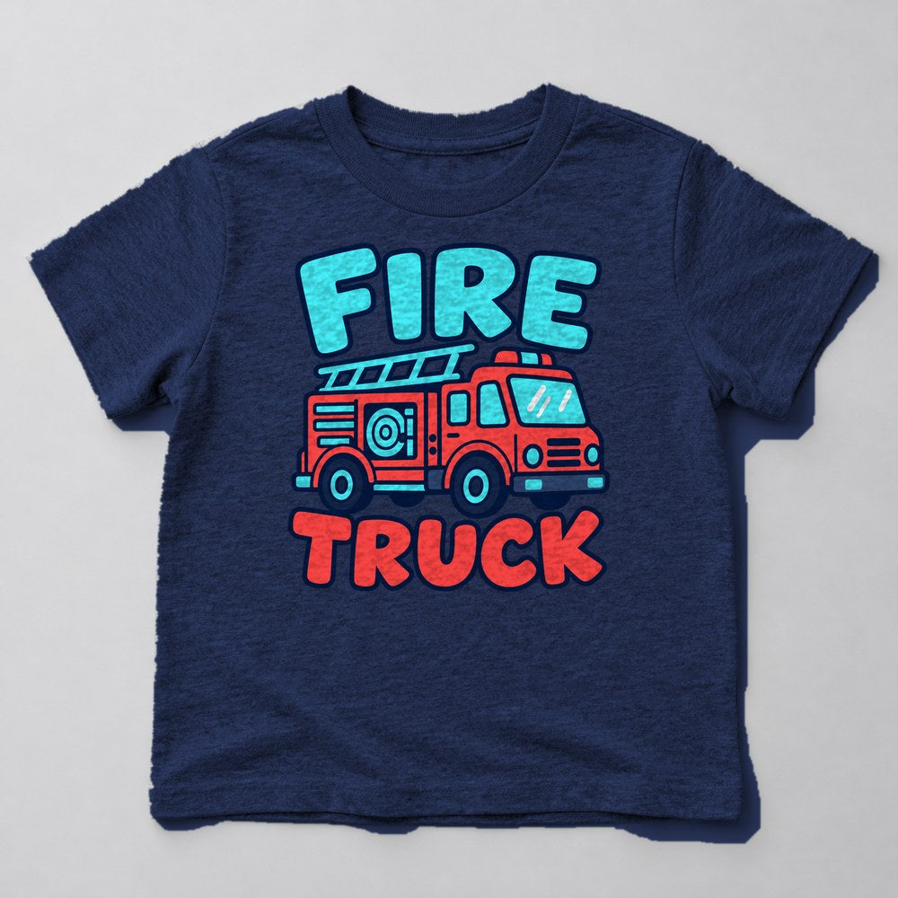 Fire Truck Kids T-Shirt in Navy