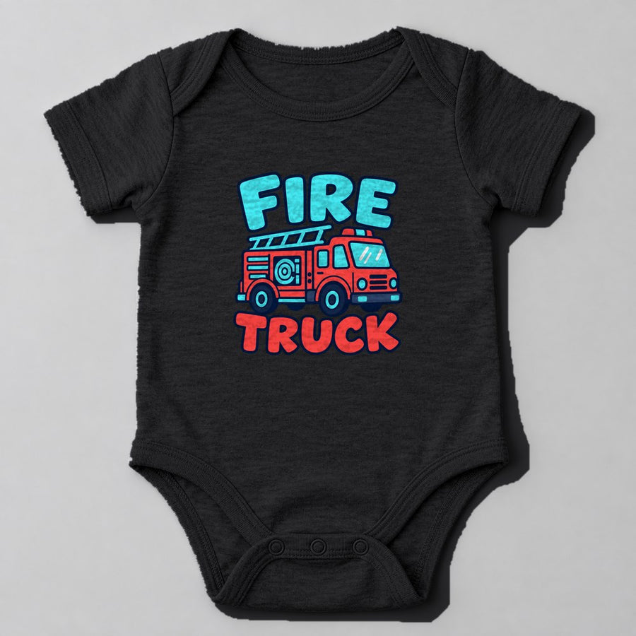 Fire Truck Baby Onesie in Black