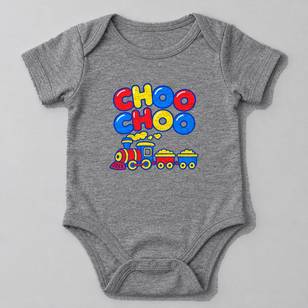 Choo Choo Baby Onesie in Heather Grey