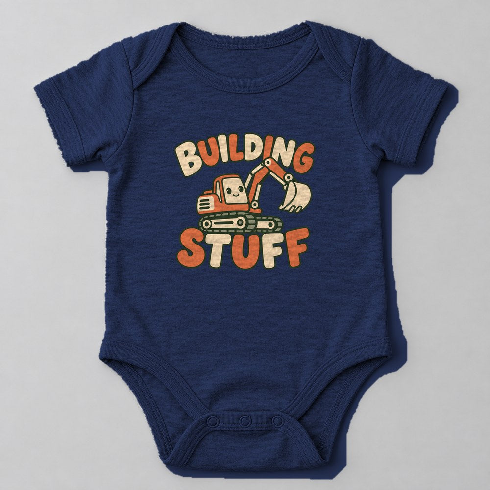 Building Stuff Baby Onesie in Navy