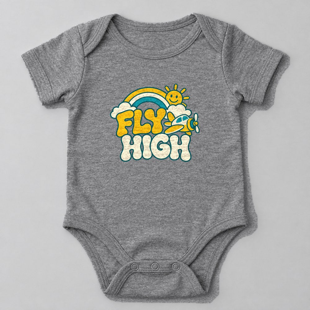 Fly High Baby Onesie in Heather Grey