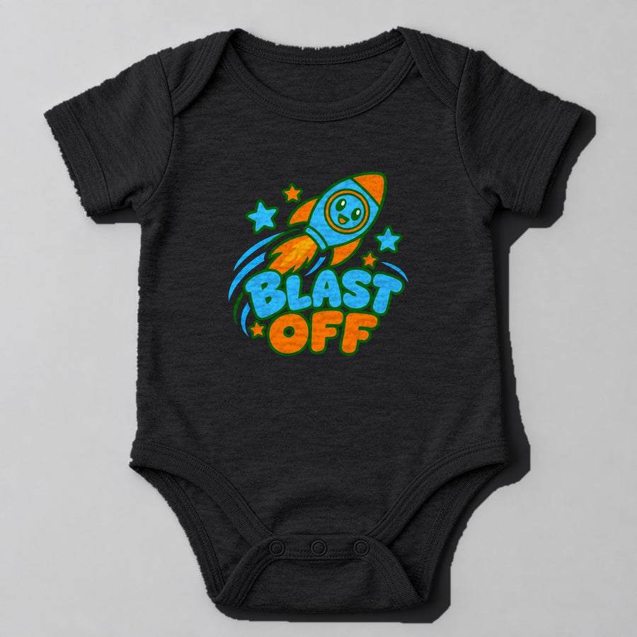 Blast Off Baby Onesie in Black