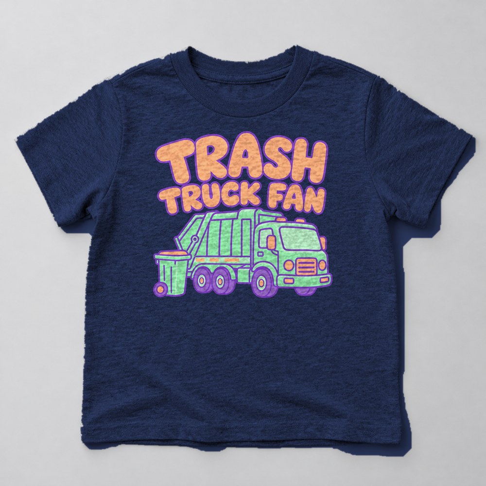 Trash Truck Fan Kids T-Shirt in Navy