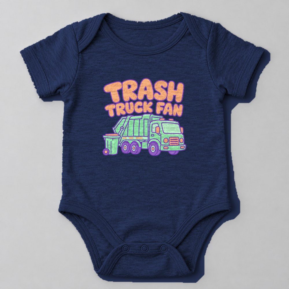 Trash Truck Fan Baby Onesie in Navy