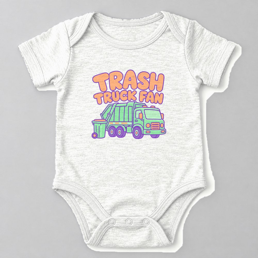 Trash Truck Fan Baby Onesie in White