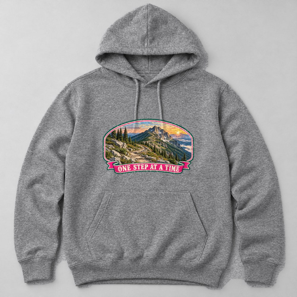 One Step at a Time Hoodie in Heather Grey