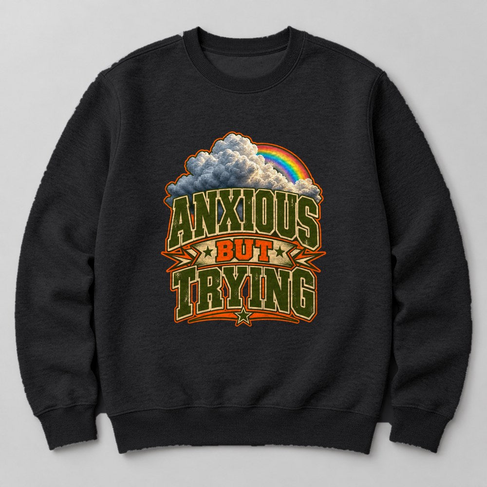 Anxious But Trying Sweatshirt in Black