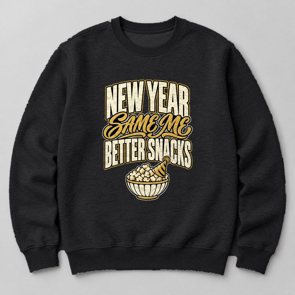 New Year Same Me Better Snacks Sweatshirt in Black