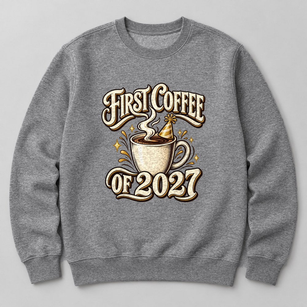 First Coffee of 2027 Sweatshirt in Heather Grey