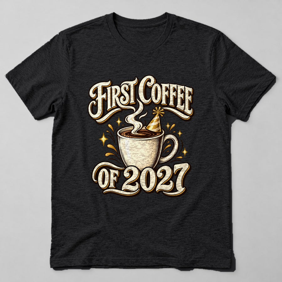 First Coffee of 2027 T-Shirt in Black