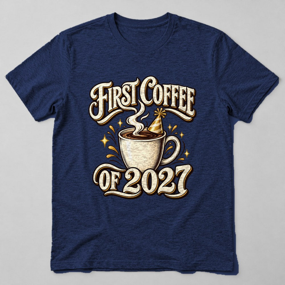 First Coffee of 2027 T-Shirt in Navy